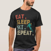 Eat Sleep Ski Herhaal Retro  skier T-shirt (Voorkant)