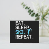 Eat Sleep Ski Herhaal Skiing Hobby Winter Sports Briefkaart (Staand voorkant)