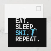 Eat Sleep Ski Herhaal Skiing Hobby Winter Sports Briefkaart (Voorkant / Achterkant)