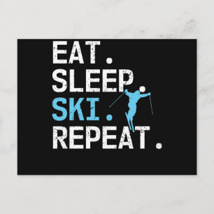 Eat Sleep Ski Herhaal Skiing Hobby Winter Sports Briefkaart