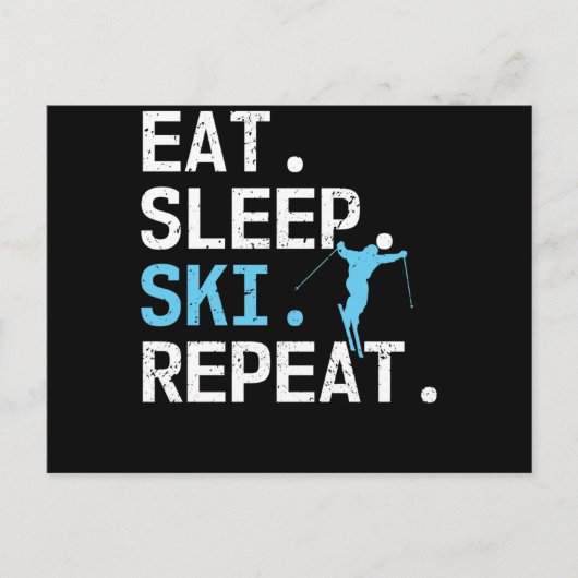 Eat Sleep Ski Herhaal Skiing Hobby Winter Sports Briefkaart (Voorkant)