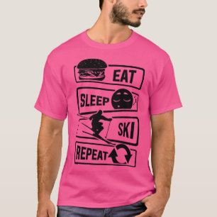 Eat Sleep Ski Herhaal Skiing Winter T-shirt