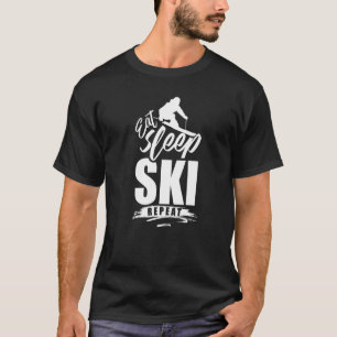 Eat Sleep Ski Herhaal Wintersport Skiing Skier SA T-shirt