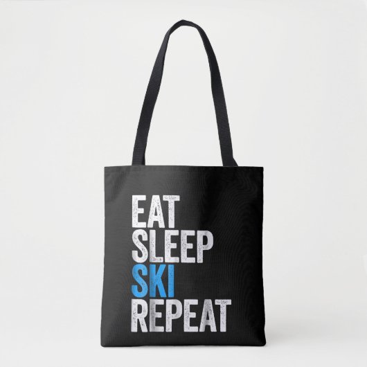 Eat Sleep Ski Herhaalskistoets Tote Bag (Voorkant)