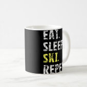 Eat Sleep Ski Herhalen - Fun Skiing Gift Koffiemok (Voorkant rechts)