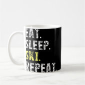 Eat Sleep Ski Herhalen - Fun Skiing Gift Koffiemok (Links)