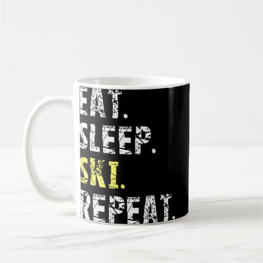 Eat Sleep Ski Herhalen - Fun Skiing Gift Koffiemok (Links)