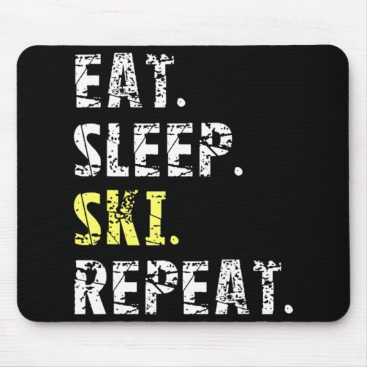 Eat Sleep Ski Herhalen - Fun Skiing Gift Muismat (Voorkant)