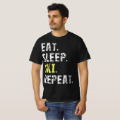 Eat Sleep Ski Herhalen - Fun Skiing Gift T-shirt (Voorkant volledig)