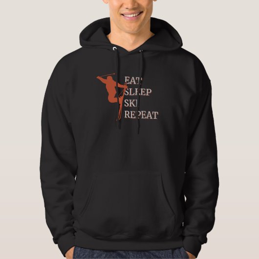Eat Sleep Ski Herhalen Hoodie (Voorkant)