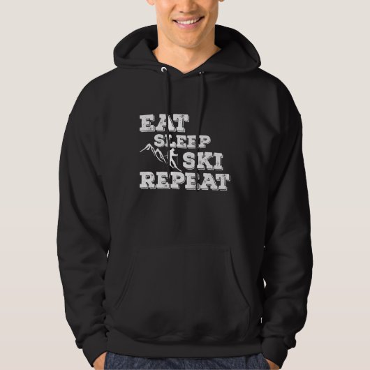 Eat Sleep Ski Herhalen Hoodie (Voorkant)
