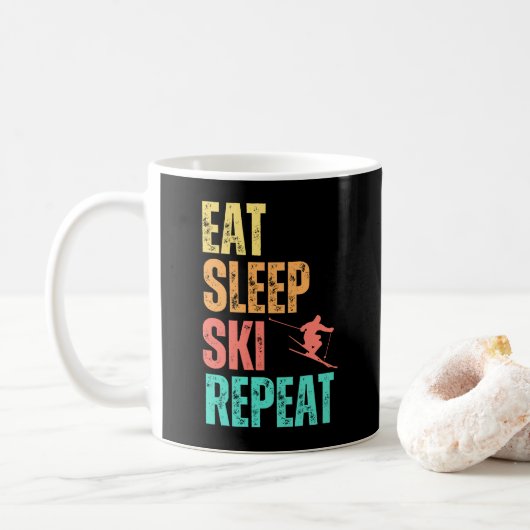 Eat Sleep Ski Herhalen Koffiemok (Met donut)