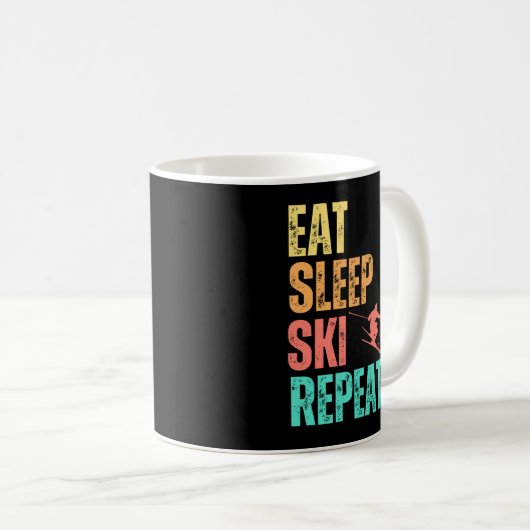 Eat Sleep Ski Herhalen Koffiemok (Voorkant rechts)