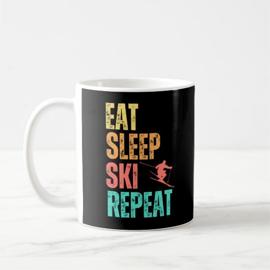 Eat Sleep Ski Herhalen Koffiemok (Links)