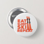 Eat Sleep Ski Herhalen Ronde Button 5,7 Cm (Voorkant /achterkant)