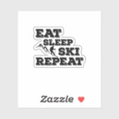Eat Sleep Ski Herhalen Sticker (Vel)