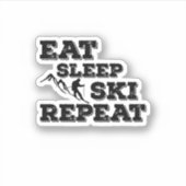 Eat Sleep Ski Herhalen Sticker (Voorkant)