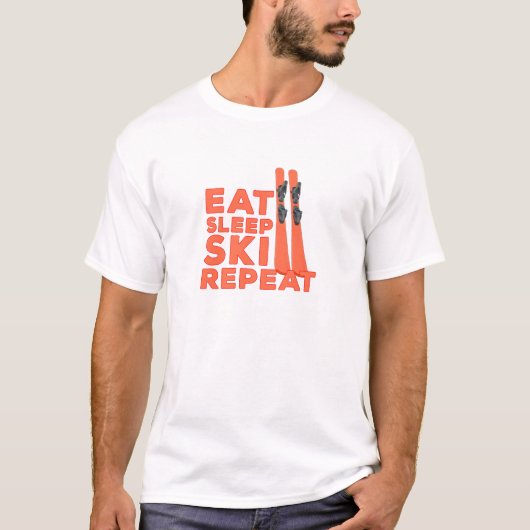 Eat Sleep Ski Herhalen T-shirt (Voorkant)