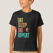 Eat Sleep Ski Herhalen T-shirt (Voorkant)