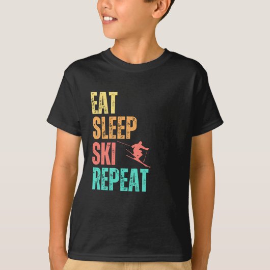 Eat Sleep Ski Herhalen T-shirt (Voorkant)