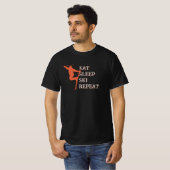Eat Sleep Ski Herhalen T-shirt (Voorkant volledig)