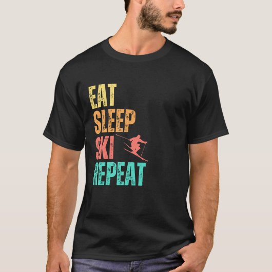 Eat Sleep Ski Herhalen T-shirt (Voorkant)