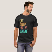 Eat Sleep Ski Herhalen T-shirt (Voorkant volledig)