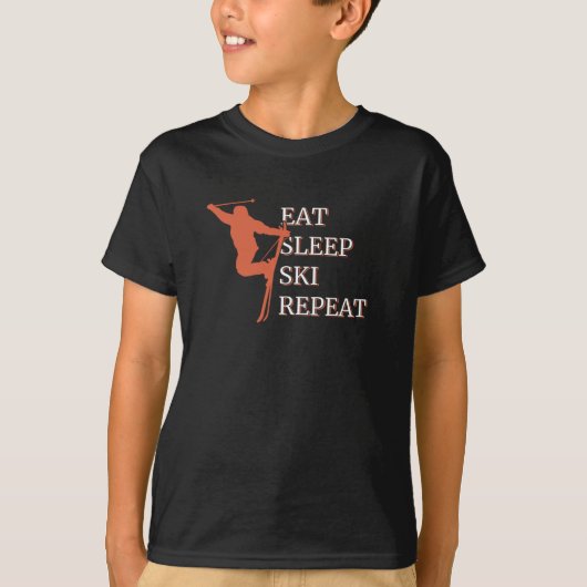 Eat Sleep Ski Herhalen T-shirt (Voorkant)