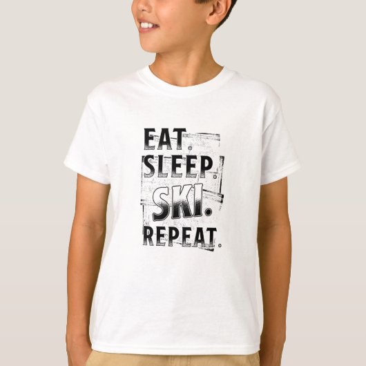 Eat Sleep Ski Herhalen T-shirt (Voorkant)