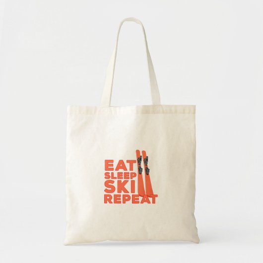 Eat Sleep Ski Herhalen Tote Bag (Voorkant)