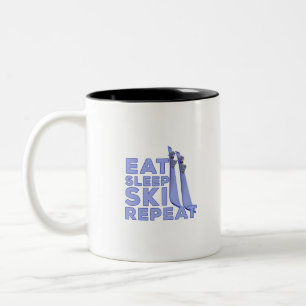 Eat Sleep Ski Herhalen Tweekleurige Koffiemok