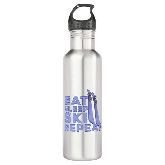 Eat Sleep Ski Herhalen Waterfles (Voorkant)