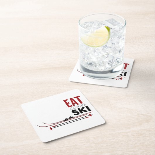 Eat Sleep Ski Kartonnen Onderzetters (Insitu)