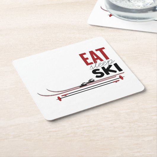 Eat Sleep Ski Kartonnen Onderzetters (Schuin)