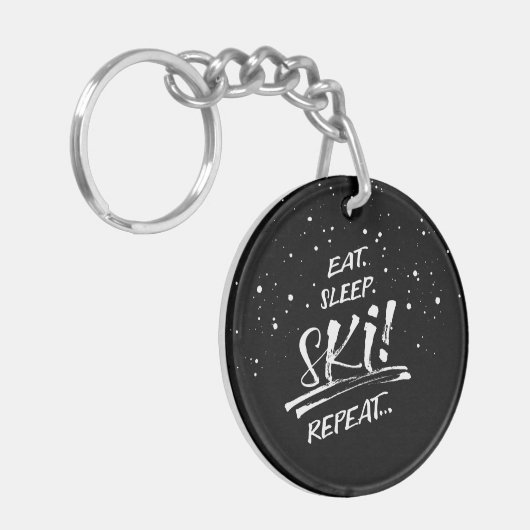 Eat Sleep Ski Repeat Acrylic Keychain (Voorkant Links)