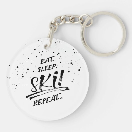 Eat Sleep Ski Repeat Acrylic Keychain (Achterkant)