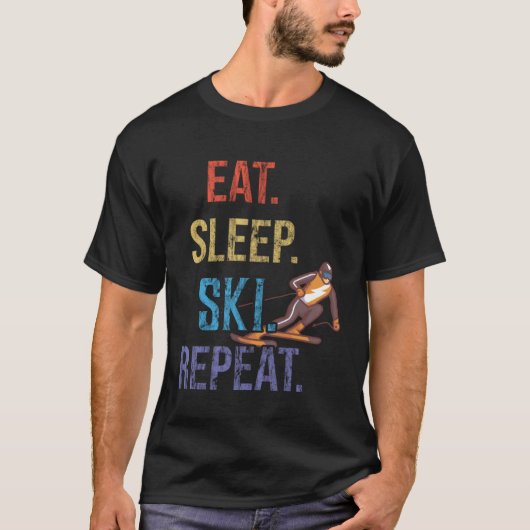Eat Sleep Ski Repeat Ski T-shirt (Voorkant)