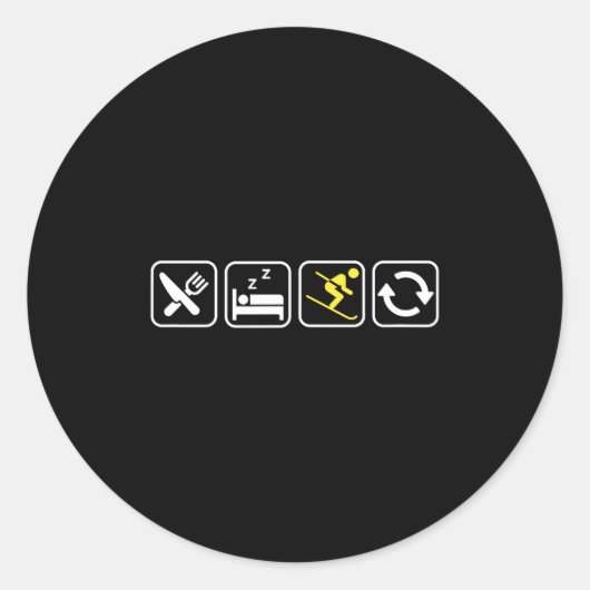 Eat Sleep Ski Repeat _ Skiing Lovers _ Skiers _ Wi Ronde Sticker (Voorkant)