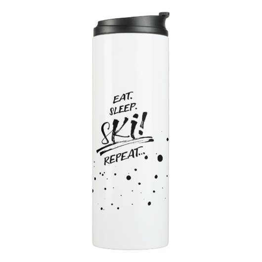Eat Sleep Ski Repeat Thermal Tumbler Thermosbeker (Gedraaid links)
