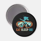 Eat Sleep Ski Retro Skiing Magneet (Voorkant / Achterkant)