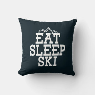 Eat Sleep Ski Typografie Modern Kussen