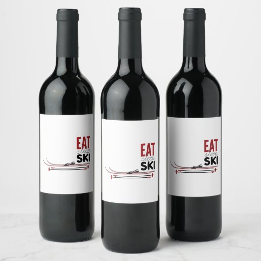 Eat Sleep Ski Wijn Etiket (Flessen)