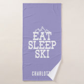 Eat Sleep Ski Wintersport Nieuwigheid Badhanddoek (Badhanddoek)