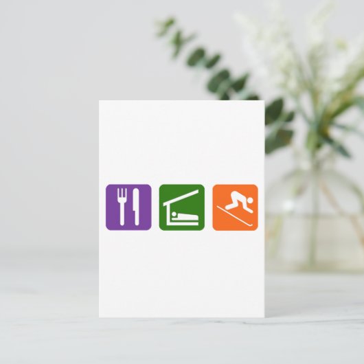 Eat Sleep Skiing Briefkaart (Staand voorkant)