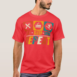 Eat Sleep Skiing Herhalen Ski Skier Snowboarding S T-shirt