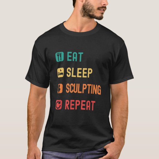 Eat, sleep, skulpting, repeat with tick check boxe t-shirt (Voorkant)