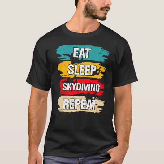 Eat Sleep Skydiving Herhalen T-shirt (Voorkant)