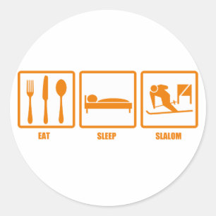 Eat Sleep Slalom Ronde Sticker