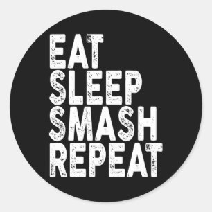 Eat Sleep Smash Herhaal Badminton T-shirt Ronde Sticker
