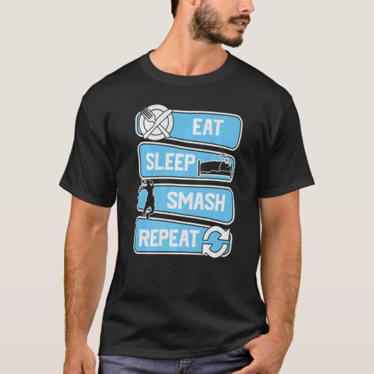 Eat Sleep Smash Repeat Badminton T-shirt (Voorkant)